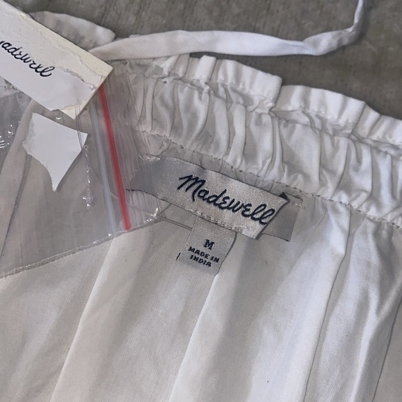 Madewell NWT Smocked Button-Front Top in Poplin Size M 100% Cotton Eyelet White - Picture 9 of 13